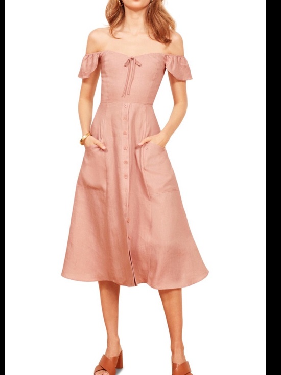 Reformation Dresses & Skirts - Reformation Francis Prairie A-Line Linen Dress Pink Size 2